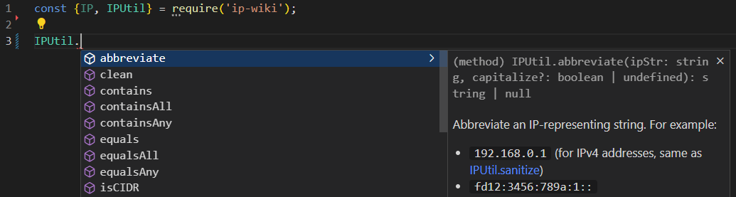 Intellisense for NodeJS projects.